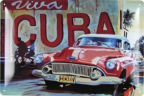Ontrada Blechschild 20x30cm gewölbt Viva Cuba Oldtimer Car Auto Kuba Retro Deko Geschenk Schild