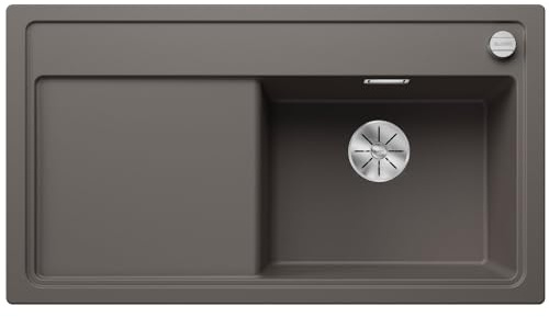 BLANCO ZENAR 5 S | Granitspüle aus SILGRANIT vulkangrau | [91,5x51x20,2 cm] | für 50 cm breite Unterschränke | Hauptbecken rechts | Reinigungsfreundlich | Großes Becken