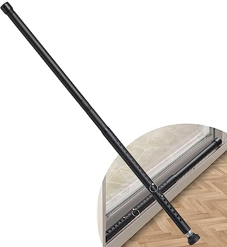 DIIG Barre de sécurité pour porte coulissante, 45 à 128,3 cm, barre de sécurité réglable avec embouts en caoutchouc, barre de sécurité de fenêtre de 2,5 cm de diamètre pour maison, appartement, voyage