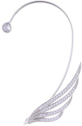 BSLVWG ZIRCON BRILLANT Wing Ear clips, 2 pièces boucles d'oreilles sans perforation ange Wing Ear clips boucles d'oreilles (Argent)