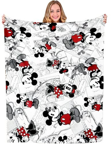 HEYBIG Mikey Cuddly Blanket Children's Girls, Mouse Bed Blankets, Cartoon Fleece Blankets for Adults Children, Minnie Personalised Gifts (A, 100 x 130 cm)