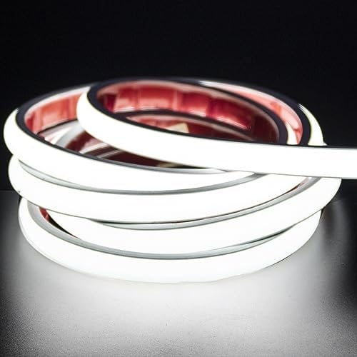 pcning COB LED Streifen 230V Direktanschluss 5M Selbstklebend, 5 Meter LED Lichtband IP67 Wasserfest Kalt Weiss (Kaltweiss, 5)