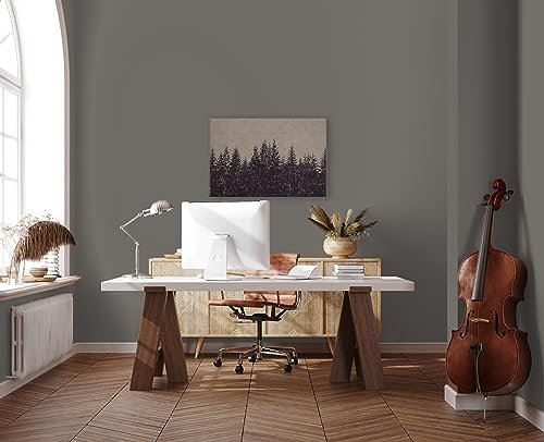A.S. Création Leinwandbild Wald floral - Kunstdruck beige schwarz - 90x60 cm Querformat - Moderne Wanddekoration Schlafzimmer Wohnzimmer Küche - Bild auf Keilrahmen