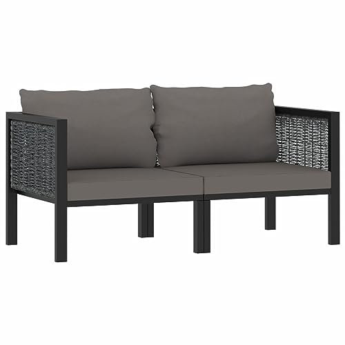 GuyAna 2-Sitzer-Sofa mit Auflage Anthrazit Poly Rattan Kleine Sofas FüR Kleine RäUme Zweier Sofa