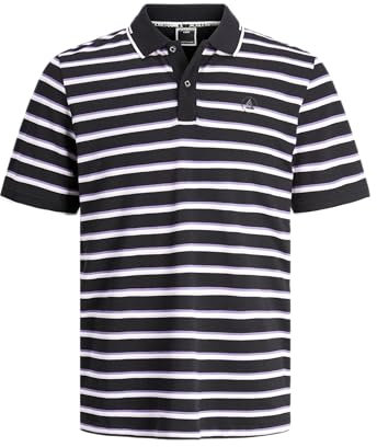 JACK & JONES Men's Jcohass AOP Polo Shirt, Black, XL