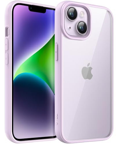 JETech Cover per iPhone 14 Plus 6,7 Pollici, Antiurto Cellulare Paraurti Custodia, Solida Colore Opaco TPU Telaio, Anti-Graffio Retro Trasparente (Viola)