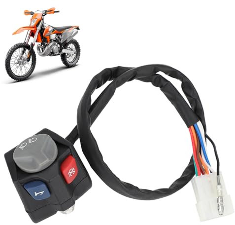 IUVWISN Interruttore di spegnimento moto Kill Switch Interruttore a pulsante del clacson del faro universale per EXC EXC-F XCW TE FE TX FX FREE-RIDE RALLY 125-540cc Motocross