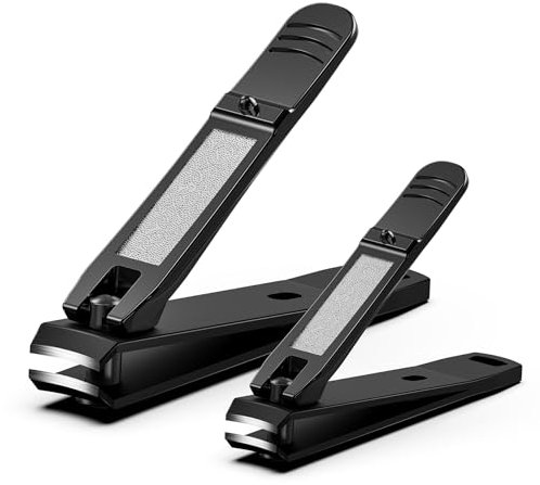FERYES Elegant Nail Clippers 2-Piece Set - Toenail Clippers and Fingernail Clippers, Sharp Nail Cutters for Men and Women, Precision Grooming for Stunning Nails - Black