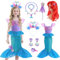 YYDSXK Meerjungfrau Kostüm Mädchen, Prinzessin Arielle Kostüm Kleid mit Ariel Meerjungfrau Perücke, Arielle Kostüm Kinder Geschenke für Mädchen, Meerjungfrau Kleid für Cosplay Karneval Party (120)
