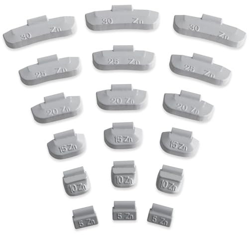 GAsuppply 225 Pesi Assortiti da 5 a 30g per Equilibratura Ruote in Ferro Auto l 50 x 5g, 10g, 15g | 25 x 20g, 25g, 30g | Pesi di Bilanciamento per Cerchioni in Acciaio