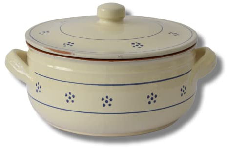 Colì, Tegame in terracotta con Coperchio, Tegame Artigianale, Disegno Stelle, Diametro 27 cm