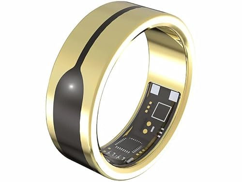 Newgen Medicals Smartringe: Fitnesstracker-Ring, Herzfrequenz- & SpO2-Anzeige, 2 mm, Gold, Gr. 70 (Fitness-Tracker Ring, Fitness-Tracker Damen, Fernbedienung)