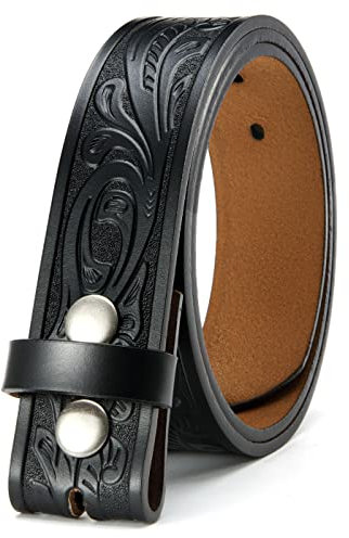CHAOREN Cowboy Gürtel Leder ohne Schnalle, Western Ledergürtel Herren, 38mm Vollnarbenleder Männer Gürtel für Jeans
