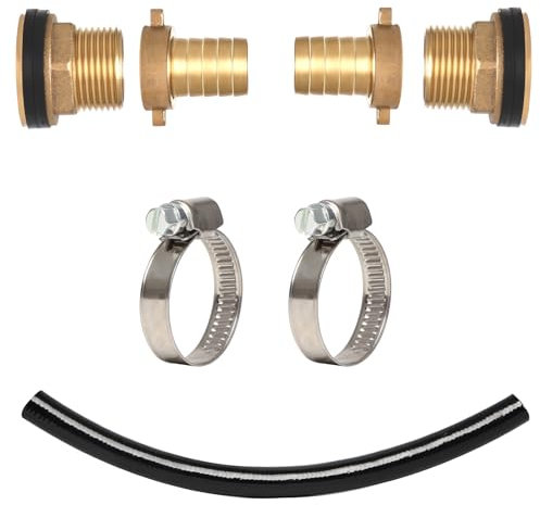 OPERMAXER Regentonnen Verbindungsset 1 Zoll(25mm), IBC Tankverbindung Für 2 Regentonnen, Regentonnenverbindung mit Messing Zubehör, 50cm Verbindungsschlauch