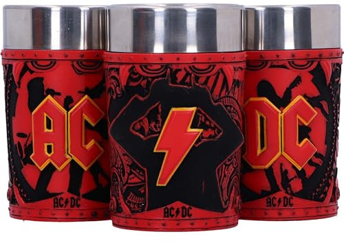 Nemesis Now ACDC-Logo-Set mit 3 Schnapsgläsern, 8,7 cm, Harz, offizielles ACDC-Merchandise, ACDC-Sammelbecher-Set, drei ACDC-Schnapsgläser, gegossen aus feinstem Harz, fachmännisch handbemalt