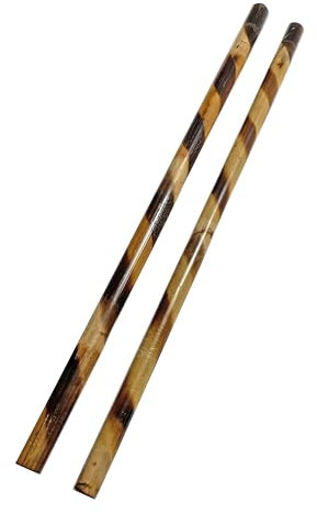 TEKKA BUDO 2er Set Escrima Stock - Rattan Trainingsstick 65 cm - Brandmuster Spirale - Holz Kurzstock Arnis Kali Kampfsport