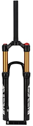 Dilwe 120mm Bike Suspension Fork, Aluminum Alloy Mg Fork Spring Air Front 26in Straight Steerer for Mountain Bikes