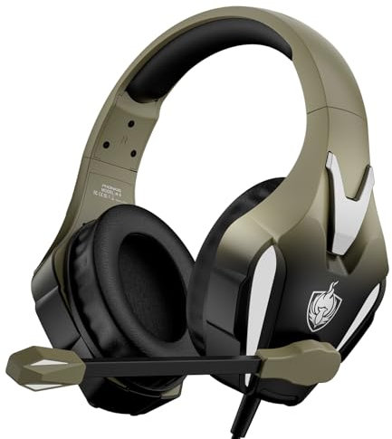 YOTMS PS4 Gaming Headset for Xbox One, PS5, PC, Wired Gaming Headset with Bass Surround, Over Ear Headphones with Mic, 3.5mm interface (Gold)