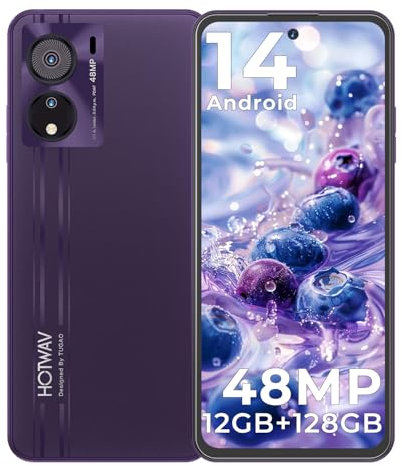 HOTWAV Note 12 EF Smartphone (2025) Android 14 Telefono 6,8'' HD+,12GB RAM+128GB ROM/1TB TF 5160mAh 48MP AI Fotocamera Dual SIM 4G Telefono Cellulare 5G WIFI, 3 Slot/GPS/Face ID