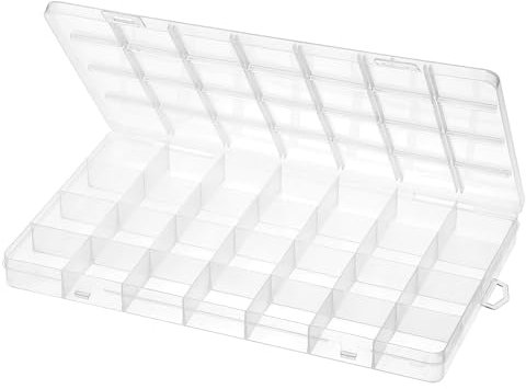 Teaaha 28 Fächern Plastik Sortierbox Für Kleinteile, Aufbewahrungsbox Perlen Sortierbox, Fächern Klar Sortierboxen Für Ohrringen, Saatgut, Perlen, Kunsthandwerk, Schmuck, Angelzubehör