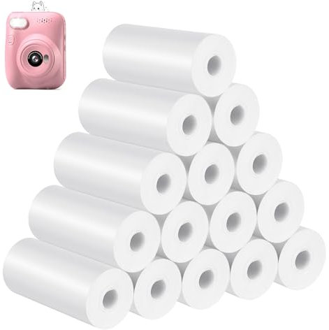 15 Rolls Thermal Paper for Kids Instant Cameras - 57 x 25 mm, Zero Ink Printing, Easy to Replace, BPA-Free Refill Paper Compatible with Mini and Kids Printers