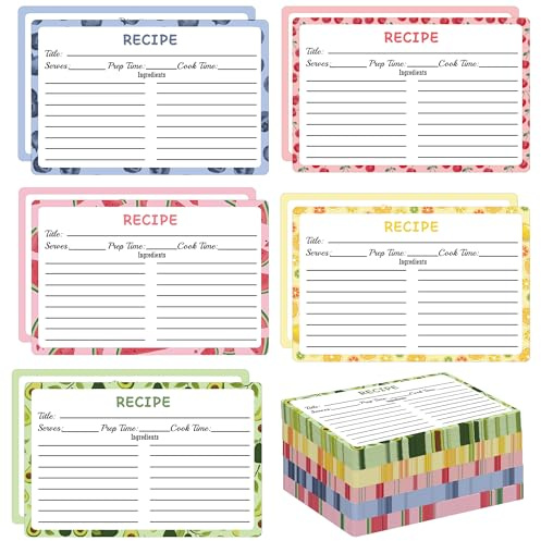 Lot de 100 cartes de recettes vierges double face de 10,2 x 15,2 cm pour restaurants, cafés, dîners, cuisine, organisation de la cuisine