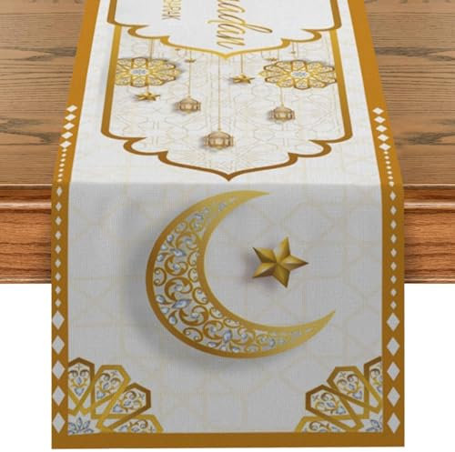 Ramadan Deko Tischdecke,Umrah Mubarak Deko Tischläufer Tischdekorationen,Ramadan Dekoration Tischdecke für Muslimische Islamische Iftar Party Tischdecke Eid Mubarak Dekoration (14)