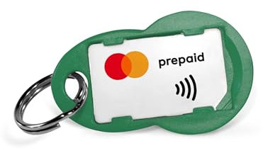 VIMpayGo – die kleinste MasterCard der Welt: NFC-Microcard für kontaktloses Bezahlen | Mit Einkaufswagenlöser als Schlüsselanhänger in Grün