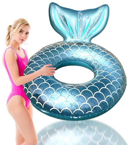 Meerjungfrau Schwimmring für Erwachsene,Rosa Wassernixen Schwimmreifen Aufblasbar-Ring mit 90cm Durchmesser,Pool Aufblasbar Schwimmen Ring für Frau Schwimmbad Wasser Outdoor Spielzeug Party Zubehör