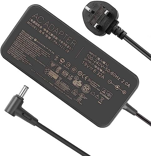 120W 19V 6.32A Charger AC Adapter PA-1121-28 Compatible for ASUS TUF Gaming FX705GM FX705DT FX705GE FX705GD FX505 FX505GD FX505GE FX505GD FX505DY FX705DY FX505GM TUF705GD FX505DD Laptop Power Supply