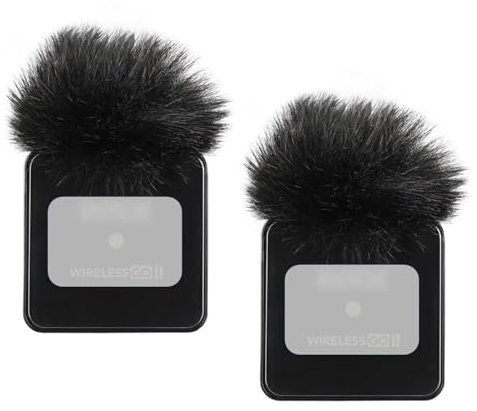 Premium Furry Windscreen Windshield Dead-cat for Rode Wireless Go Microphones (2PCs-Black, Rode Wireless Go II)