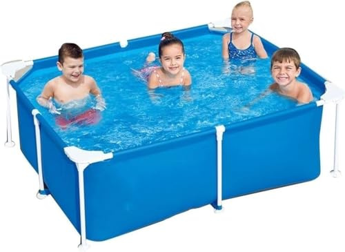 Frame Pool,metal Frame Rectangular Pool With Filter Pump, Children’s Paddling Pool Framed Pool Foldable Tarpaulin, Blue, 400 * 211 * 81cm
