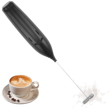 Montalatte Elettrico Portatile in Acciaio Inox, Schiumatore Latte Con Frullino Montalatte, Potente Schiumalatte Elettrico per Cappuccino, Cioccolata Calda, Matcha, Bevande Cremose