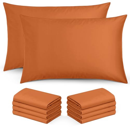 Moonlight Bedding Pillow Cases 10 Pack – Rust Pillowcases Envelope Closure Super Soft Brushed Microfiber Standard House Wife Pillow Covers, (50 X 75 CM)
