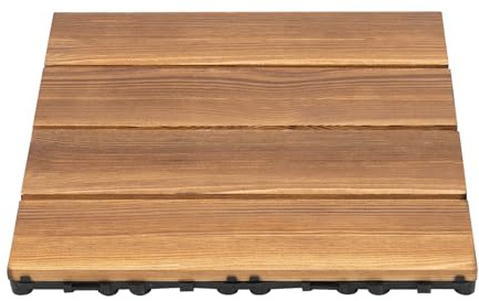 Lote de 36 baldosas entrelazadas de madera dura para patio, baldosas de suelo entrelazadas de madera maciza de alerce, dimensiones 30,3 x 30,3 x 2,3 cm, baldosas entrelazadas para terraza