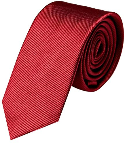 GASSANI Bordeaux-Rote Streifen-Krawatte 8cm Breite, Einfarbig Rippen Gestreift, Rips Herrenkrawatte Anzug-Schlips Binder Uni Farben, Feine Streifen
