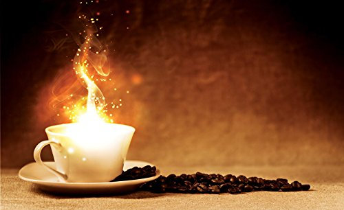 FORWALL Fototapete Vlies - Tapete Moderne Wanddeko Kaffee mit Feuer V4 (254cm. x 184cm.) AMF404V4 Wandtapete Design Tapete Wohnzimmer Schlafzimmer