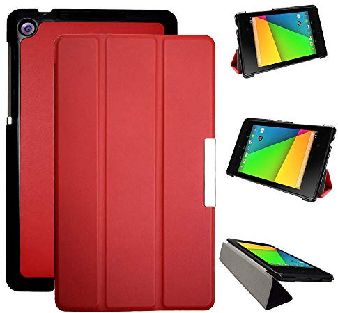 Kuesn Google Nexus 7 2nd (2nd.2013 Model) pu Leather Pouch with Stand - Fit for 2013 Release Google Nexus 7 Tablet Case(Red)