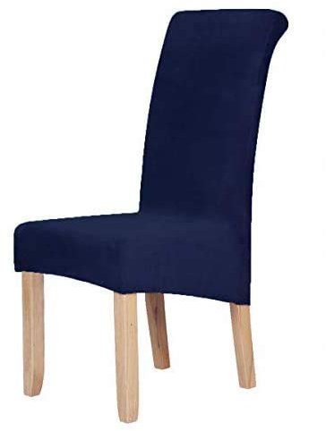 Homaxy Samt Stretch Esszimmer Stuhl Slipcover Satz von 4 - Spandex Plüsch Kurze Stuhl Deckt Solide Große Esszimmer Stuhl Protector Home Decor, Marineblau