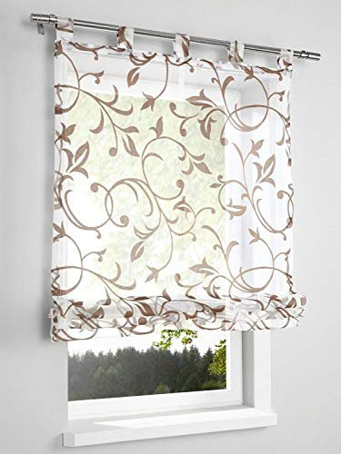 Home Wohnideen Raffrollo florales Dessin Ausbrennerware Ranken Schlaufen, Raffrollos:HxB 140/45