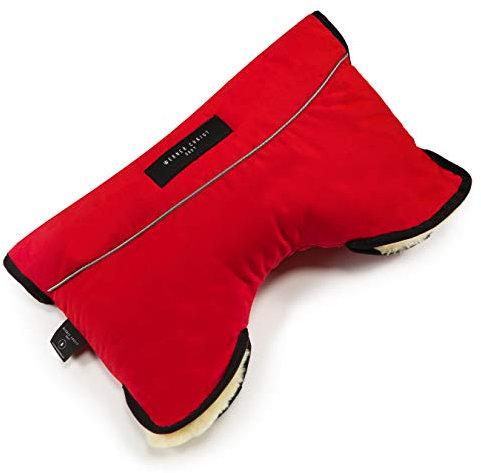 Kinderwagen-Muff aus Lammfell von WERNER CHRIST BABY - MOFFY ist der ideale Handwärmer für Buggys aus medizinischem Fell, einfache Handhabung, Handmuff in Chili Red (rot)