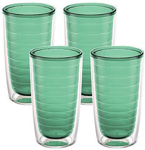 Tervis Clear & Colorful Tabletop Made in USA Double Walled Insulated Tumbler Travel Cup Keeps Drinks Cold & Hot, 16oz - 4pk, Mangrove Green