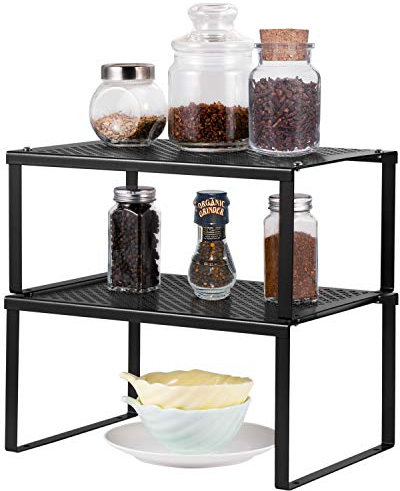 2-Pack Kitchen Cupboard Cabinet Organizer, Counter Shelf Organizer,Stackable Expandable Shelf Insert Storage Rack Bathroom, Kitchen, Laundry Room