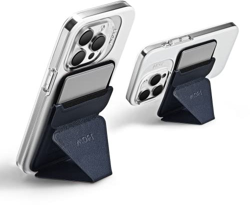 MOFT MagSafe Brieftasche für iPhone 15/14/13/12 Serie, starker magnetischer Handy-Kartenhalter, passend für 2 Karten und 3 Betrachtungswinkel, schmutzabweisender Handy-Ständer aus veganem Leder,