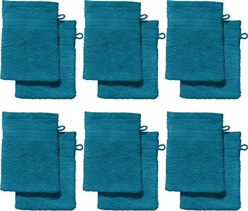 REDBEST Waschhandschuhe, Waschlappen 12er-Pack Chicago Petrol Größe 15x21 cm - saugstark, strapazierfähig, ideal für Reisen, Sport (weitere Farben)