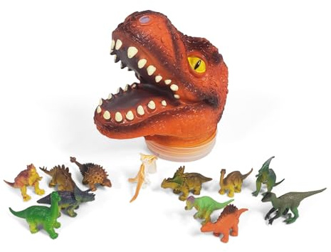 H GROSSMAN HGL – SV20963 – T-Rex Kopf – M – gefüllt mit 12 Dinosauriern