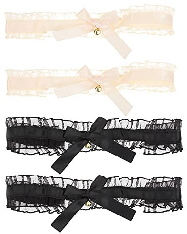 SOIMISS 4Pcs Spitze Halskette Beige Choker Gothic Halskette Bowknot Spitze Colliers Mit Glocke Kleidung Zubehör Für Frauen Mädchen