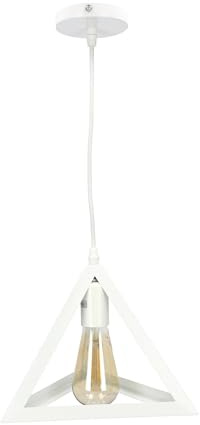 EDO Vintage Pendelleuchte Dekorative Hängelampe Retro HAREN White TR 1-flammige Deckenleuchte aus Stahl Hängeleuchte im Geometrisch Deckenlampe für Wohnzimmer Schlafzimmer mit E27 Fassung