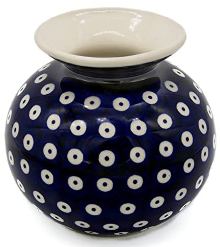 Bunzlauer Kugelvase 12,5 cm (Blau-Auge)