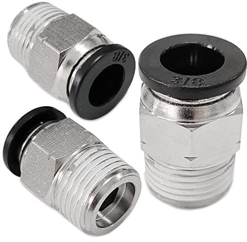 Push to Connect Fittings Pneumatic Male Straight Quick Connect Hose to Tap Connector Air Compressor Fittings (3/8''OD X 3/8''NPT, 3)